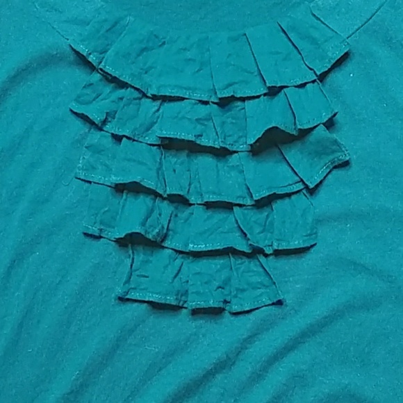 F21 Jewel Tone Layered Ruffle Yolk Cap Sleeve Top - Picture 2 of 5